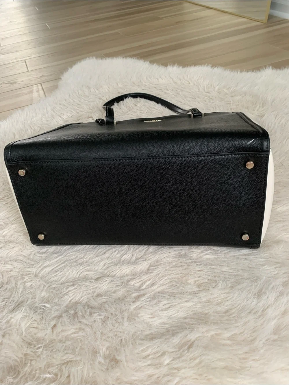 Kate Spade Black and White Leather Tote with Gold Hardware